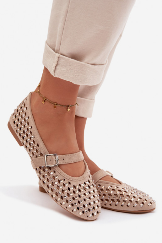 Balerīnas Sieviešu Ažūrs ar mirdzošiem spīdumiņiem I Svītrasem smilšu krāsas INilvessa