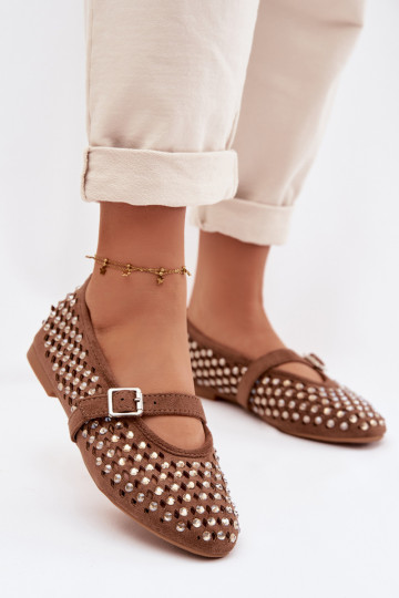 Balerīnas Sieviešu Ažūrs ar mirdzošiem spīdumiņiem I Svītrasem brūnas krāsas INilvessa