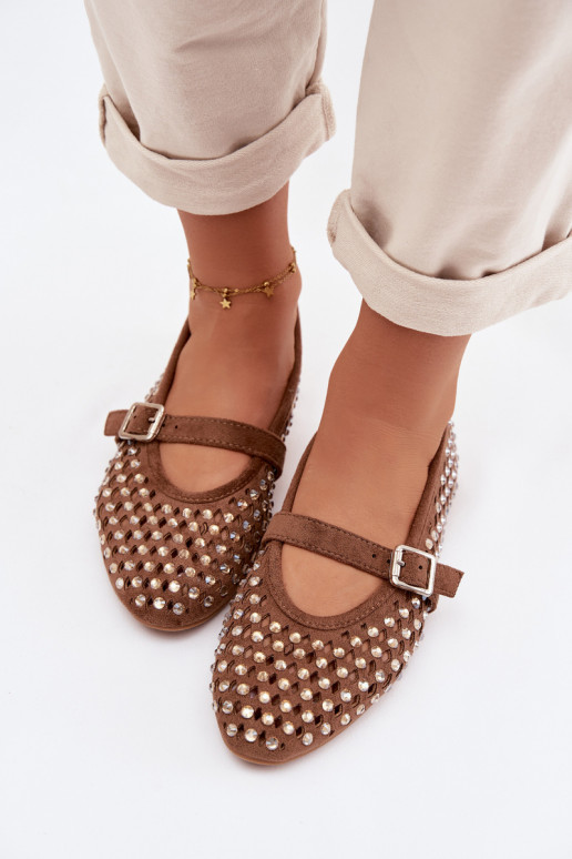 Balerīnas Sieviešu Ažūrs ar mirdzošiem spīdumiņiem I Svītrasem brūnas krāsas INilvessa