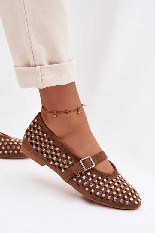 Balerīnas Sieviešu Ažūrs ar mirdzošiem spīdumiņiem I Svītrasem brūnas krāsas INilvessa