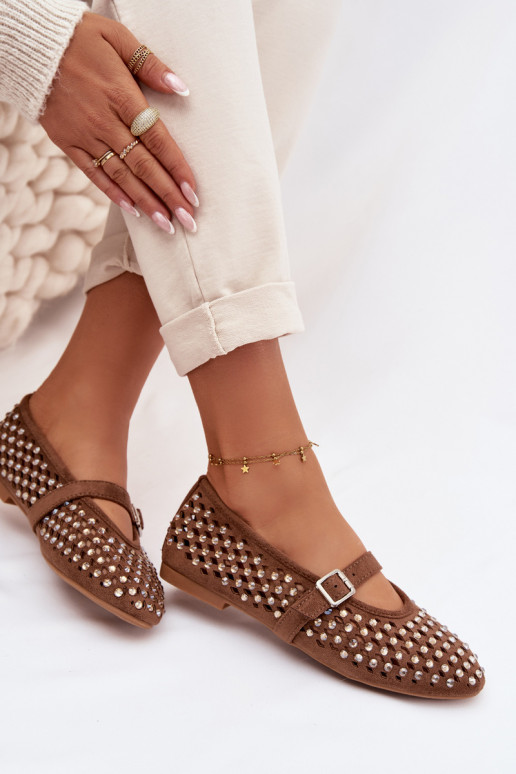 Balerīnas Sieviešu Ažūrs ar mirdzošiem spīdumiņiem I Svītrasem brūnas krāsas INilvessa