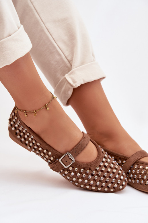 Balerīnas Sieviešu Ažūrs ar mirdzošiem spīdumiņiem I Svītrasem brūnas krāsas INilvessa