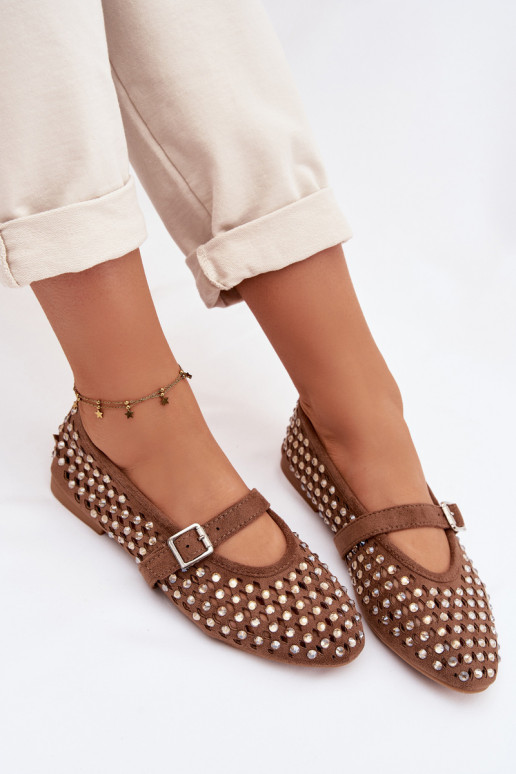 Balerīnas Sieviešu Ažūrs ar mirdzošiem spīdumiņiem I Svītrasem brūnas krāsas INilvessa