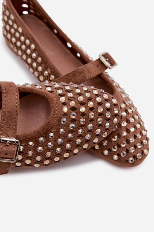 Balerīnas Sieviešu Ažūrs ar mirdzošiem spīdumiņiem I Svītrasem brūnas krāsas INilvessa