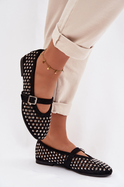 Balerīnas Sieviešu Ažūrs ar mirdzošiem spīdumiņiem I Svītrasem melnas krāsas INilvessa