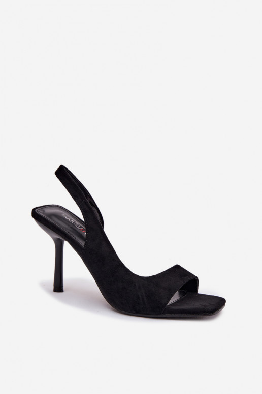 Sieviešu basenes ar papēdiEko zamšādau melnas krāsas Calvoria