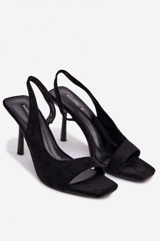 Sieviešu basenes ar papēdiEko zamšādau melnas krāsas Calvoria