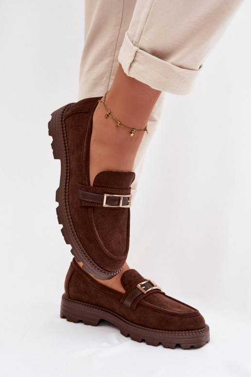 sieviešu mokasīni Ar zelta sprādzi CzekoladoIne Mirelva