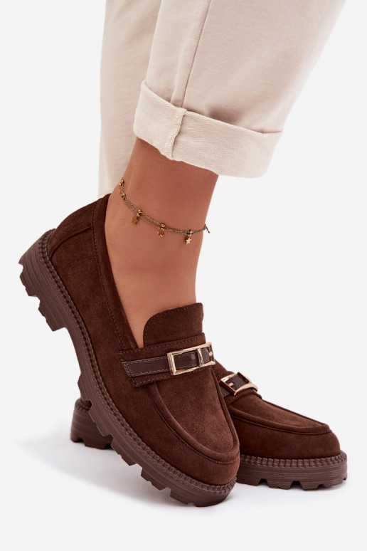 sieviešu mokasīni Ar zelta sprādzi CzekoladoIne Mirelva