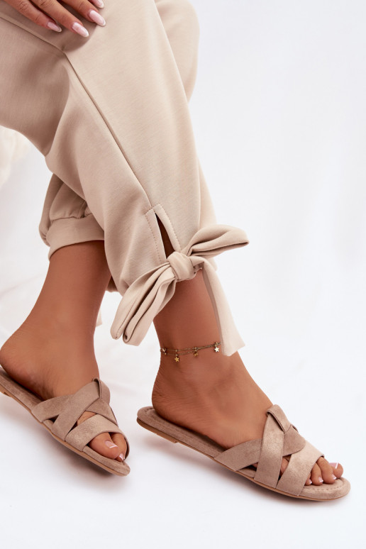 zempapēžu sieviešu čības Ar svītrām smilšu krāsas Pavelle