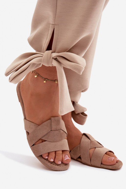 zempapēžu sieviešu čības Ar svītrām smilšu krāsas Pavelle