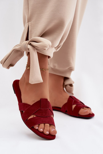 zempapēžu sieviešu čības Ar svītrām bordo krāsas Pavelle