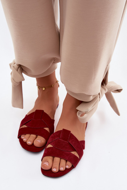 zempapēžu sieviešu čības Ar svītrām bordo krāsas Pavelle