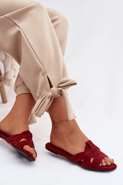 zempapēžu sieviešu čības Ar svītrām bordo krāsas Pavelle