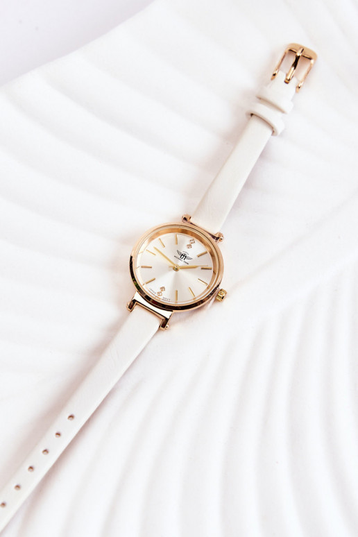 Dāmas pulkstenis Michael John Zelta krāsas ar mirdzošiem spīdumiem