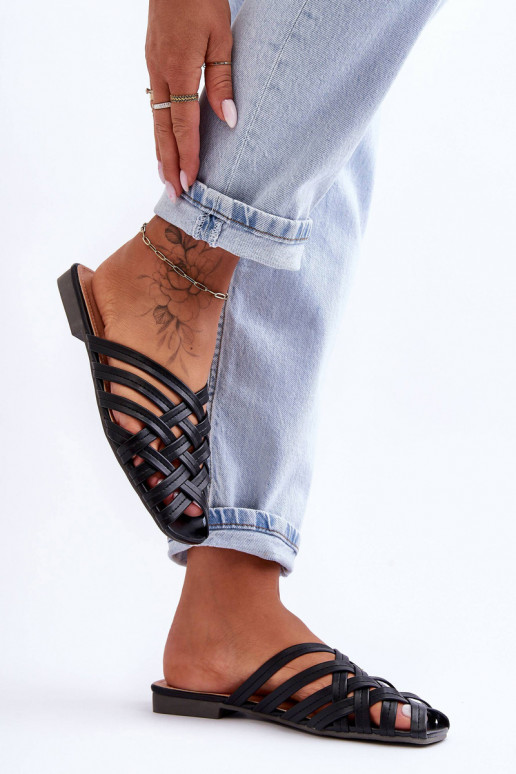 Āda Sieviešu Čības Ar svītrām melnas krāsas Doralia