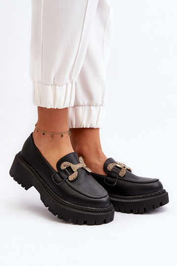 sieviešu mokasīni ar ornamentiem melnas krāsas Gargi 2