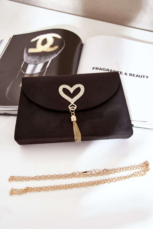 Soma Tā irza rokassomiņa Ar greznu Heartsm Eko zamšādaoIna Melnas krāsas Evilinas