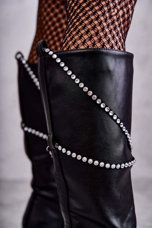 Sieviešu garie zābaki Ar rotājumiem melnas krāsas Finlay