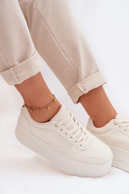 Sneakers modeļa apavi Sieviešu ar platformu Ziloņkaula krāsas Feressa