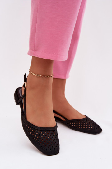Ažūra balerīnasEko zamšādau melnas krāsas Farivelle