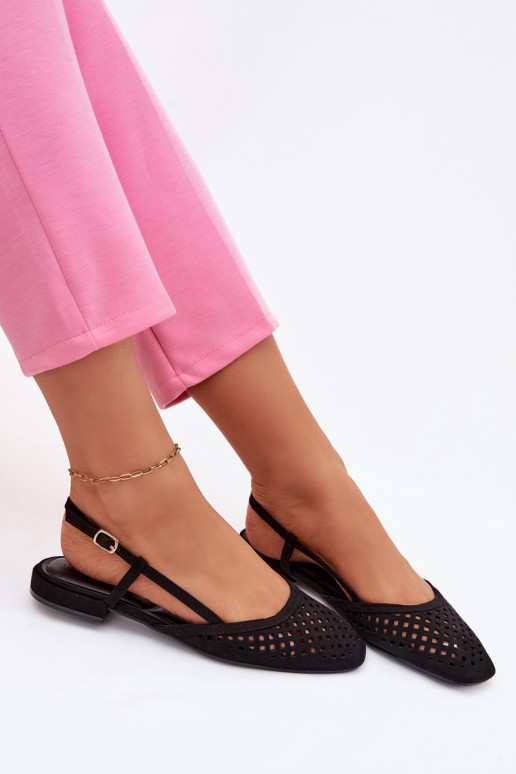 Ažūra balerīnasEko zamšādau melnas krāsas Farivelle