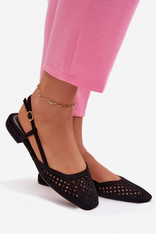 Ažūra balerīnasEko zamšādau melnas krāsas Farivelle