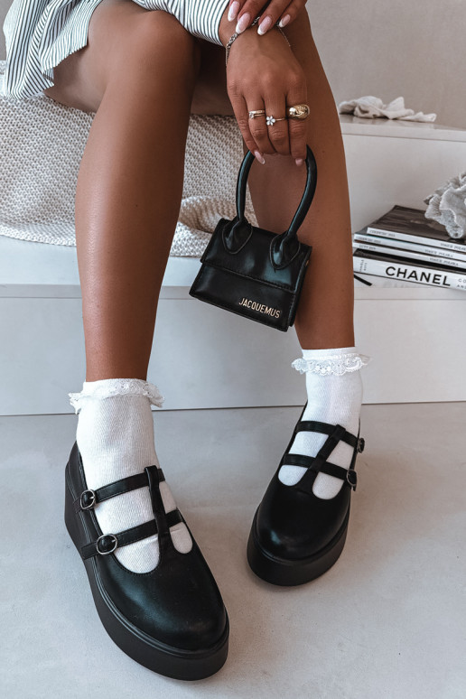 Sieviešu melnas krāsas kurpes uz platformas ar siksniņām Jesivelle