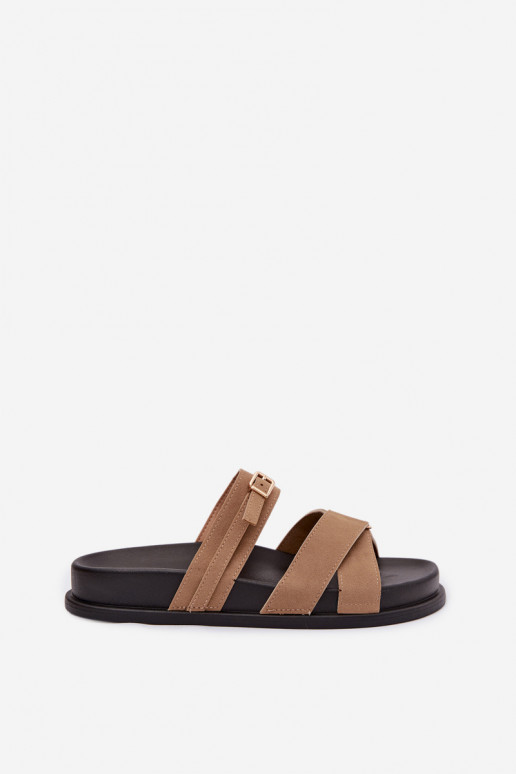 sieviešu čības Ar svītrām I Złotą ar sprādzēm smilšu krāsas Selorina