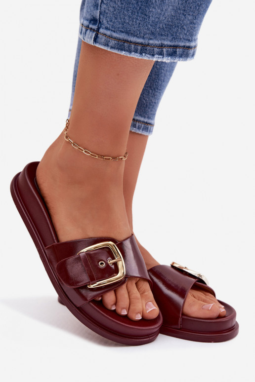 sieviešu čības Ar zelta sprādzi bordo krāsas Rosivana