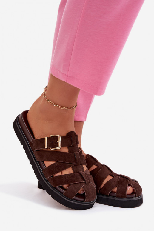 sieviešu čības Ar svītrām I Złotą ar sprādzēm CzekoladoIne Roselisse