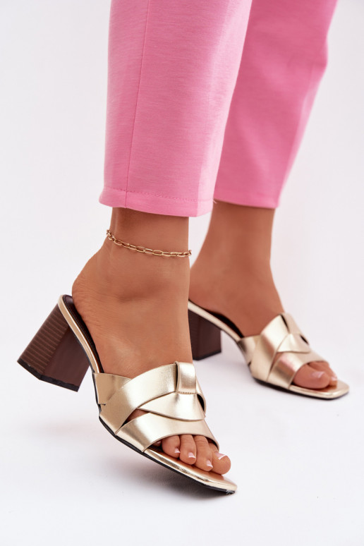 sieviešu čības ar papēdi Ar svītrām Eko Āda Zelta krāsas Corivelle