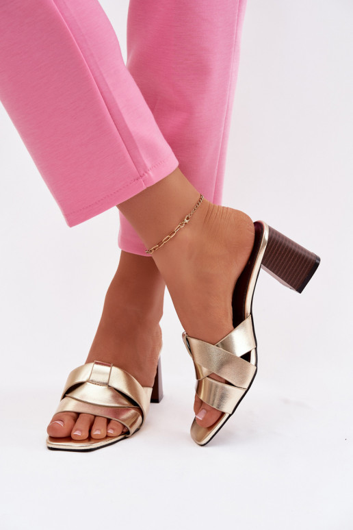 sieviešu čības ar papēdi Ar svītrām Eko Āda Zelta krāsas Corivelle