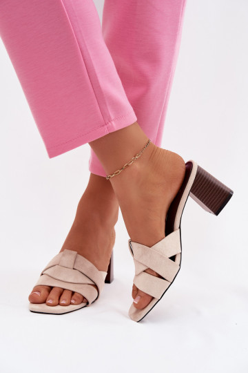 sieviešu čības ar papēdi Ar svītrām Eko zamšādaoIne smilšu krāsas Corivelle 2