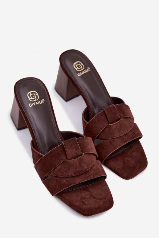 sieviešu čības ar papēdi Ar svītrām Eko zamšādaoIne CzekoladoIne Corivelle