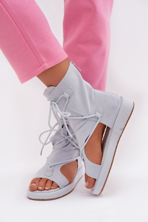 Sieviešu basenes Eko zamšādaoIne ar stulmu I INiązaniem gaiši zilas krāsas Ferlisse