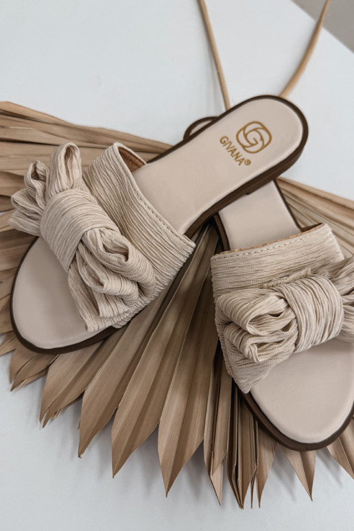 Sieviešu čības ar platām papēžiem un lentēm smilšu krāsā Amivelle