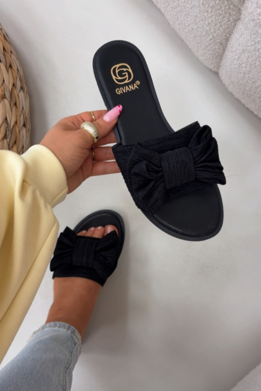 Sieviešu melnas krāsas čības ar platām papēžiem un lentēm Amivelle