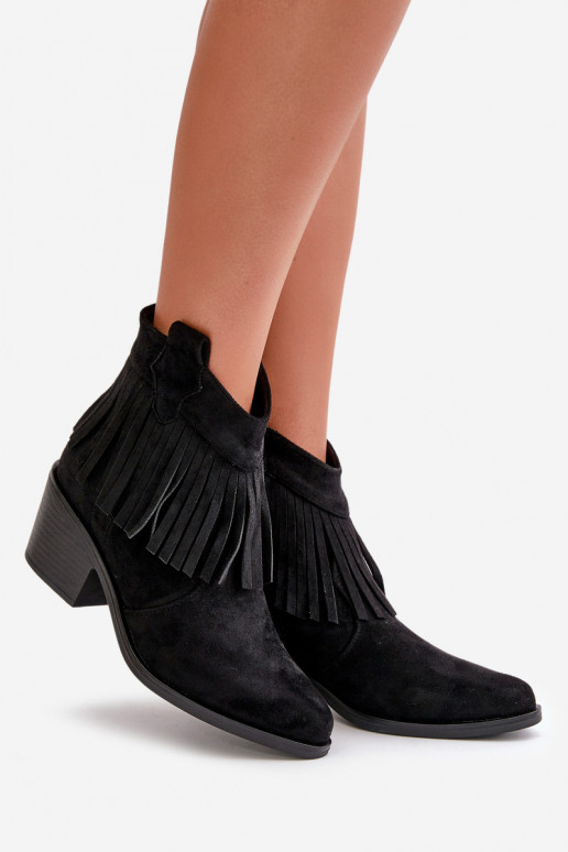 kovboju stila puszābaki Sieviešu Uz pili Eko zamšādaoIne melnas krāsas S.Barski HY42-127