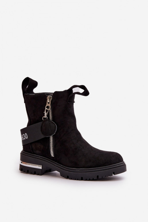 siltināti Sieviešu puszābaki ar rāvējslēdzējiem melnas krāsas Calvaro