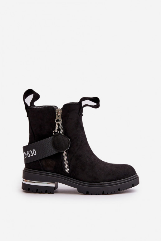 siltināti Sieviešu puszābaki ar rāvējslēdzējiem melnas krāsas Calvaro