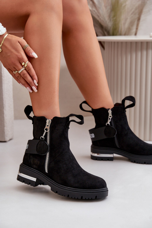 siltināti Sieviešu puszābaki ar rāvējslēdzējiem melnas krāsas Calvaro