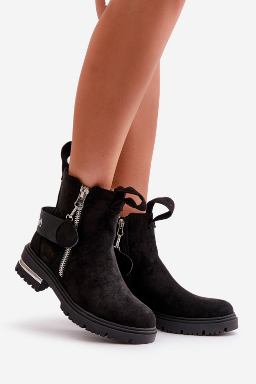 siltināti Sieviešu puszābaki ar rāvējslēdzējiem melnas krāsas Calvaro