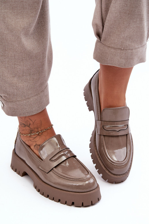 Laque apavi Mokasīni ar platiem papēžiem smilšu krāsas Jannah