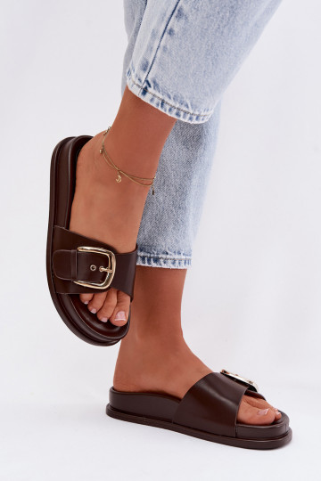 sieviešu čības Ar zelta sprādzi CzekoladoIne Rosivana