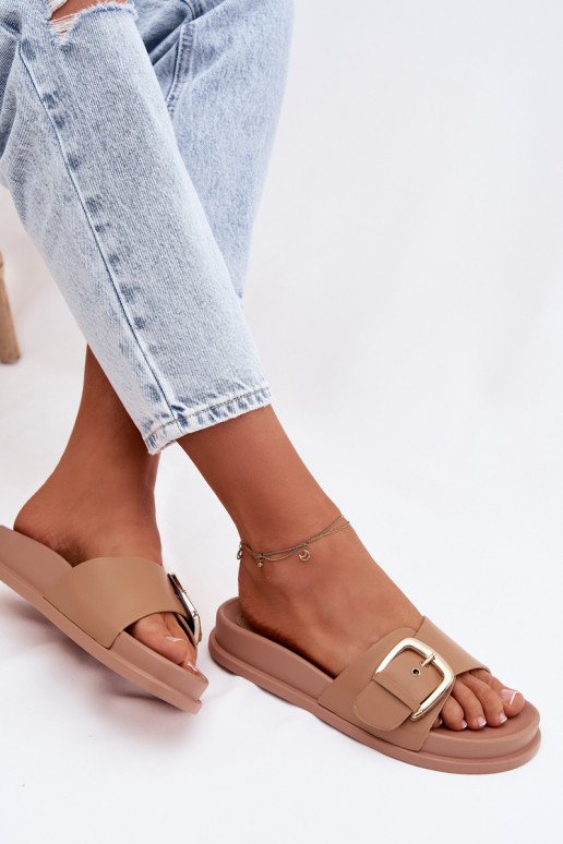 sieviešu čības Ar zelta sprādzi smilšu krāsas Rosivana