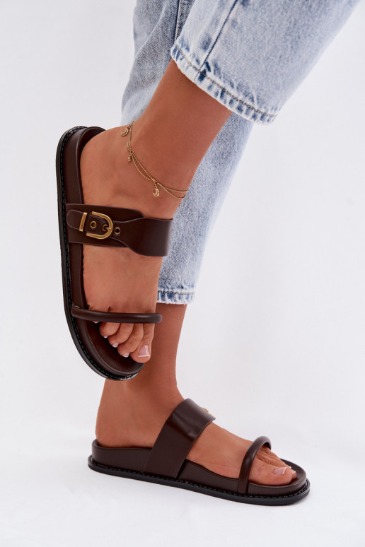 sieviešu čības Ar zelta sprādzi CzekoladoIne Sarilisse