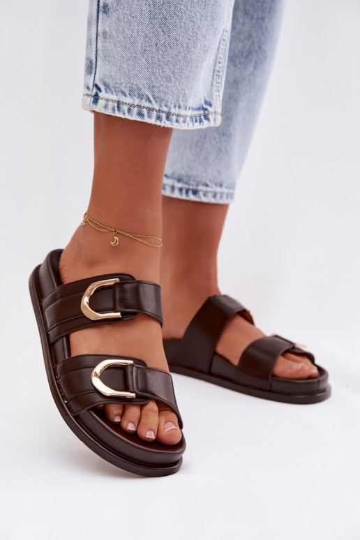 Eko Čibas no dabīgas ādas Sieviešu Ar svītrām CzekoladoIne Rosinessa