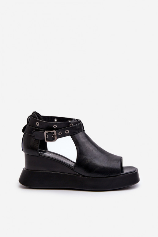 Sieviešu basenes ar platformu I Koturnie no eko ādas melnas krāsas Hloeli