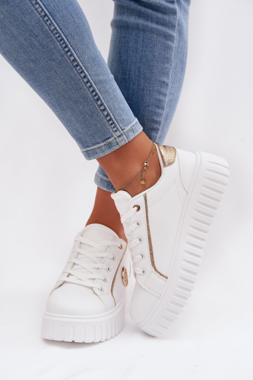 Sneakers modeļa apavi Sieviešu ar platformu Ar greznu Detalem baltas krāsas Iselora
